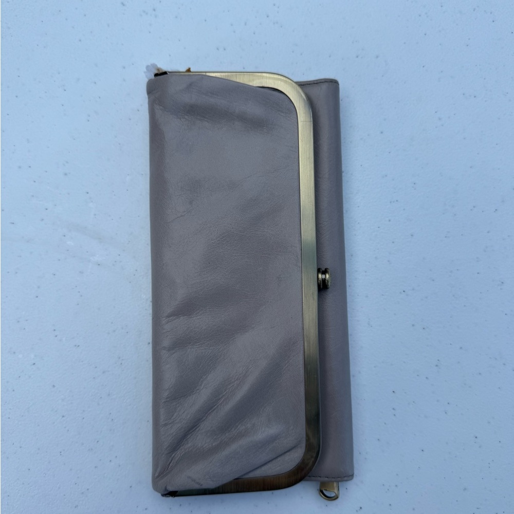 HOBO Tan and Gray Wallet Sleek Minimalist Design